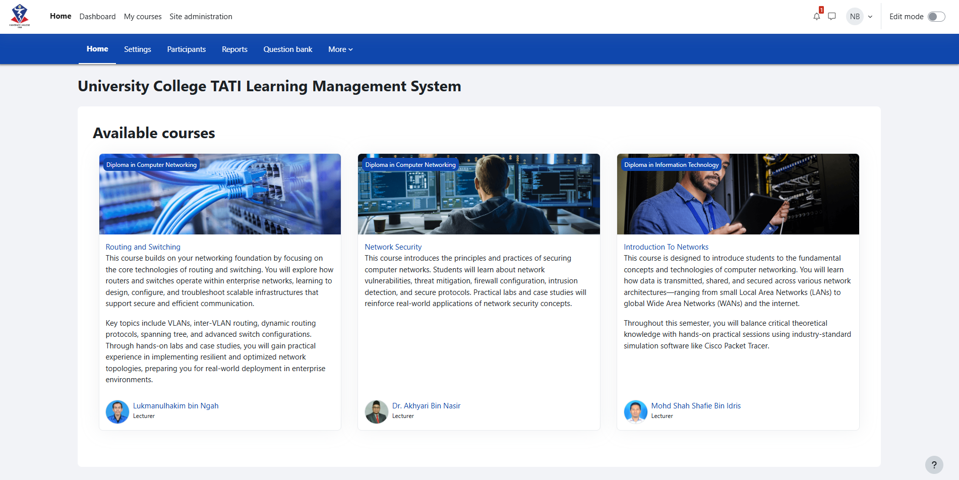 UCTATI Moodle Dashboard